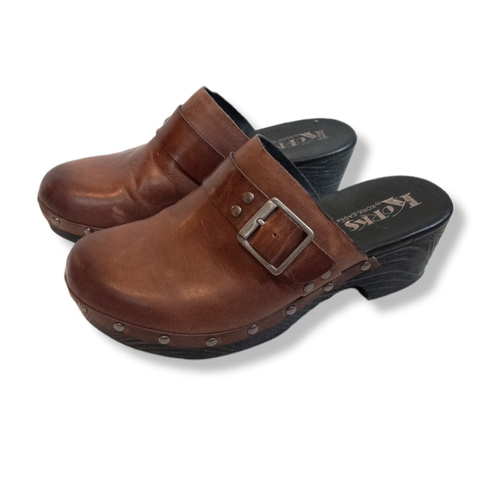 Korks By Kork Ease Leather Slip On Studded Mules Womens Size 8/39